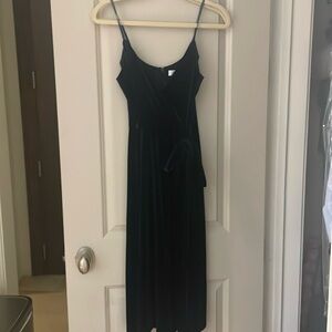 Navy blue velvet midi wrap dress Size S Cute dusty